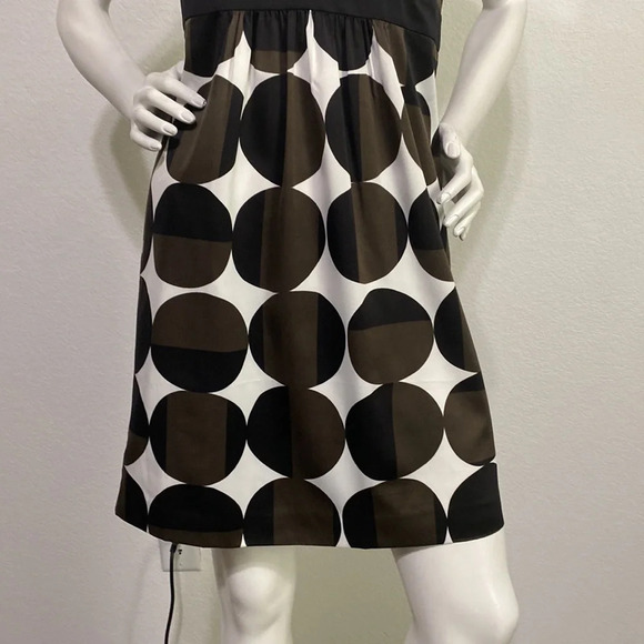 Banana Republic NWOT Black & Brown Polka Dot Halter Empire Satin Dress Size 4 - Picture 3 of 8